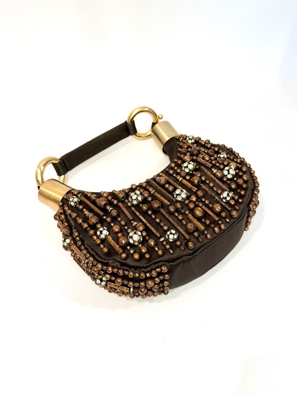 RARE Chloé Brown Beaded Mini Bracelet Bag - Picture 9 of 11